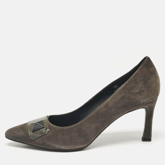 Tod´s Grey/olive Green Patent And Suede Pointed Toe Pumps Size 38,New Products : American Fashion Style Bags On Sale